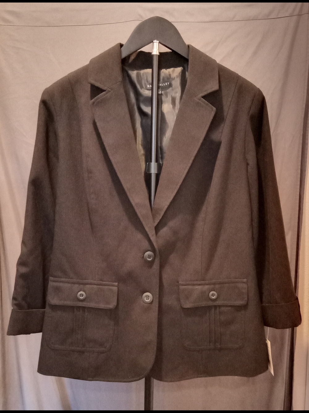 Napa Valley Dark Black Two Button Blazer 3/4 Sleeve Women's Size 14 NWT